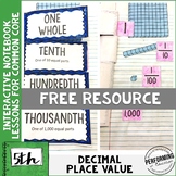 5th Grade Math Interactive Notebook NBT Decimal Place Valu
