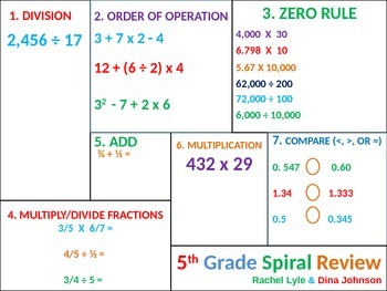 Preview of 5th / 4th Grade MATH Common Core Spiral Review