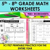 6th Grade Math Worksheets by To the Square Inch- Kate Bing Coners