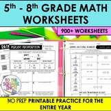 5th, 6th, 7th and 8th Grade Math Worksheets