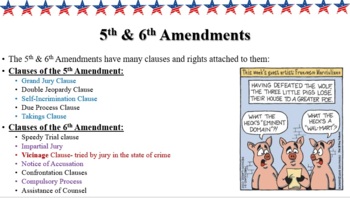 Preview of 5th & 6th Amendments PowerPoint + Notes for Correctional Services