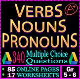 5th - 6th Grade ELA. Nouns, Verbs, Pronouns Worksheets. 34