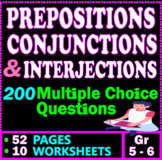 5th - 6th Grade ELA Worksheets: Prepositions, Conjunctions