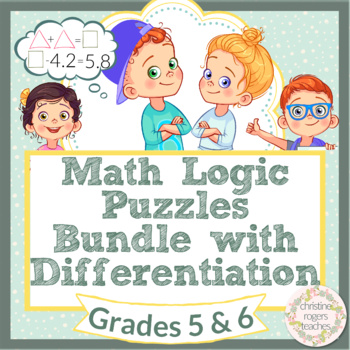 Preview of 5th 6th Math Enrichment Logic Puzzles Bundle Independent Work