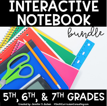 Preview of 5th, 6th, and 7th Grade Math Interactive Notebook Bundle