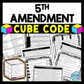 Preview of 5th Amendment of US Constitution Cube Stations - Reading Comprehension Activity