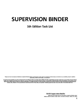 Preview of 5th Edition BACB Supervision Binder and Study Guide