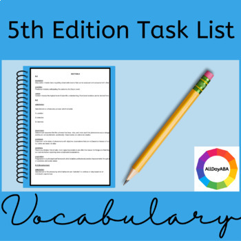 Preview of 5th Edition Task List Vocabulary Study Booklet for BCBA Exam Prep in ABA Therapy
