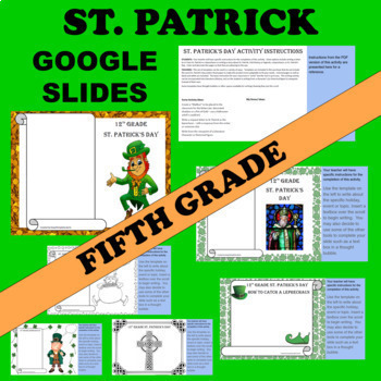 Preview of 5th Fifth Grade GOOGLE St. Patrick's Day Writing Activity Templates