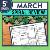 MARCH Spiral Review Worksheets St. Patrick's Day Math Acti