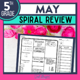 MAY Spiral Review Worksheets Spring Math Activities 5th Gr