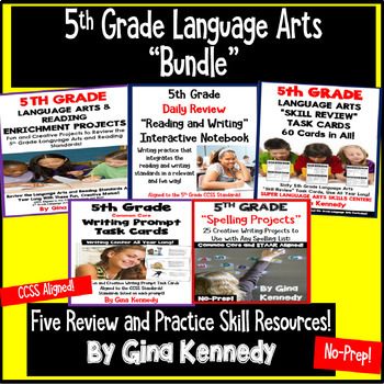 Preview of 5th Grade Language Arts Bundle, Review the Standards All Year!