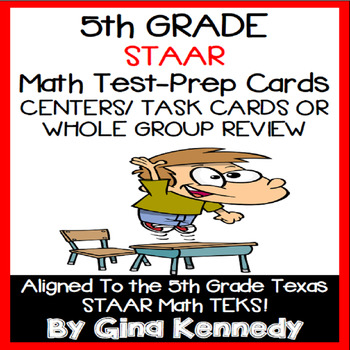 Preview of 5th Grade STAAR Math Review Task Cards, Centers and Activities