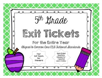 Preview of 5th GRADE READING LITERATURE TEXT EXIT TICKETS