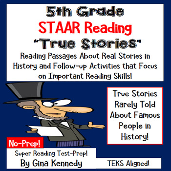 Preview of 5th Grade STAAR Reading, Test-Prep Passages About True Stories in History