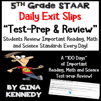 Preview of 5th Grade STAAR Math, Science & Reading Daily Test-Prep Review Exit Slips