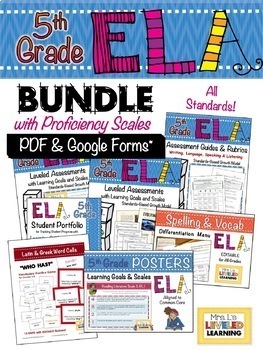 Preview of 5th Gd ELA Leveled Reading Comprehension Assessment BUNDLE -Proficiency Scales