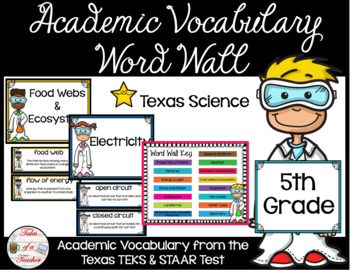 Preview of 5th Gr Texas STAAR Science Academic Vocabulary Word Wall