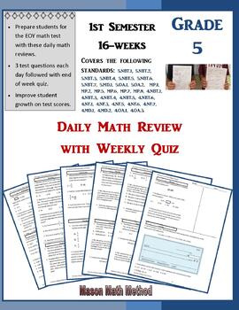 Preview of 5th Grade Math Review 1st Semester - 16 Week With PowerPoint