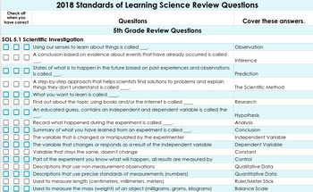 Preview of 5th Grade 2018 SOL Review Questions