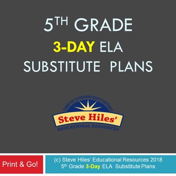Preview of 5th Grade 3-Day ELA Substitute Plans