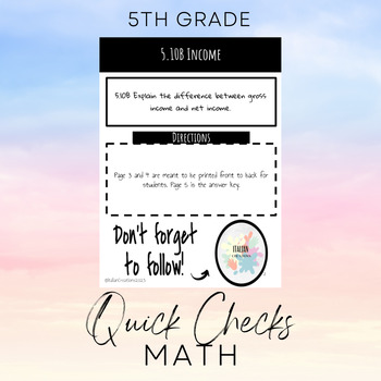 Preview of 5th Grade 5.10BCDE Math Quick Checks/STAAR