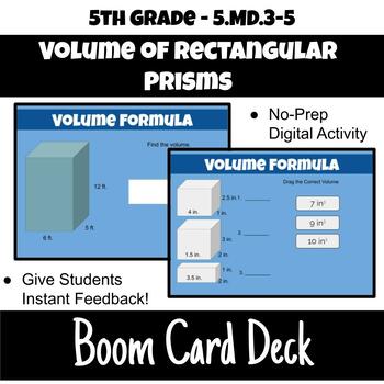 Preview of 5th Grade- 5.MD.3-5 Volume Formula w/ Rectangular Prisms Boom Card Deck