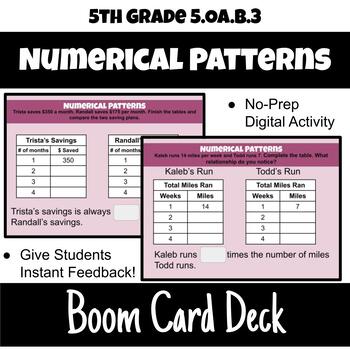 Preview of 5th Grade/5.OA.B.3 - Analyze Patterns & Relationships Boom Card Deck Activity