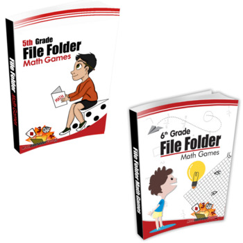 Preview of 5th Grade + 6th Grade File Folder Math Games Bundle