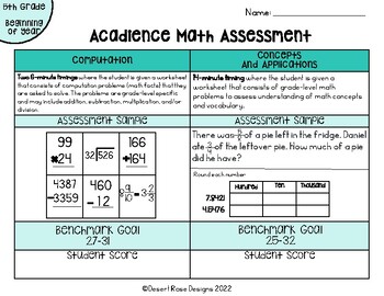 Preview of 5th Grade Acadience Math Benchmark Reference Guide