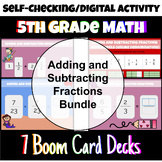 5th Grade Add and Subtract Fractions Boom Card Bundle Digi