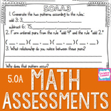 5th Grade Algebra Math Assessments