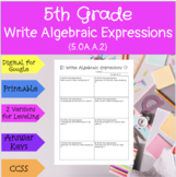 5th Grade Algebra Practice-Write Algebraic Expressions {5.