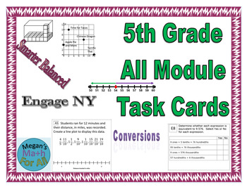 Preview of 5th Grade All Engage NY Math Modules Task Cards - Editable - SBAC