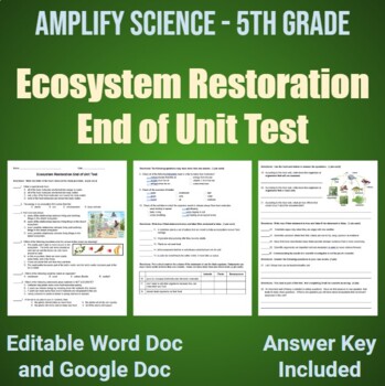 Preview of 5th Grade Amplify Science: Ecosystem Restoration End of Unit Test