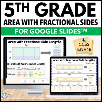 Preview of Find Area of Rectangles With Fractional Sides Worksheets Activity Practice 5th