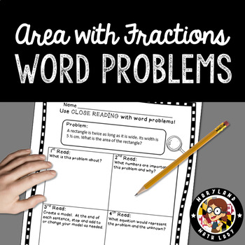 Preview of 5th Grade Area with Fractions Word Problems