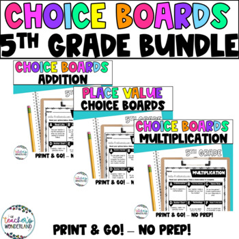 Preview of 5th Grade - BUNDLE - Math Menus - Choice Boards and Activities