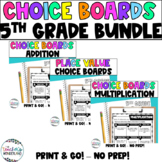 5th Grade - BUNDLE - Math Menus - Choice Boards and Activities