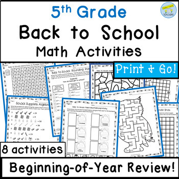 Preview of 5th Grade Back To School Math Activities-- 1st Weeks of School 4th Grade Review