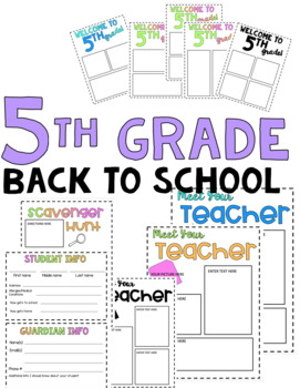 5th Grade Back to School! by Karlie Lutz | TPT