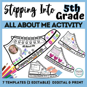 Preview of 5th Grade Back to School Activity, All About Me Book with Bulletin Board Idea