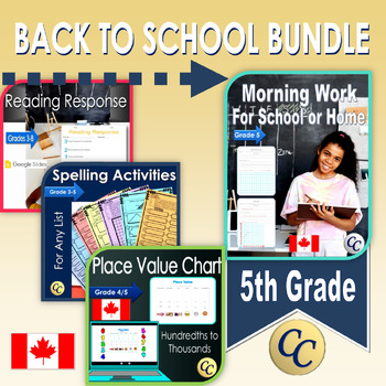 Preview of Canadian 5th Grade Back to School Bundle for Digital or Print