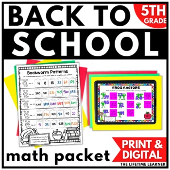 Preview of 5th Grade Back to School Math Activities | Beginning of the Year Math Packet