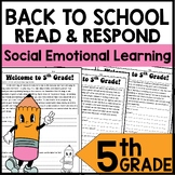 5th Grade Back to School Read & Respond SEL (Social Emotio