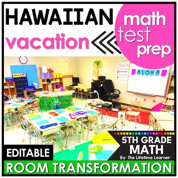 Preview of 5th Grade Beach Day Activities Hawaii Room Transformation Beach Math Review