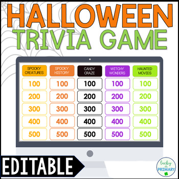 Preview of Halloween Morning Meeting Game Show Jeopardy | Class Party Game 4th 5th