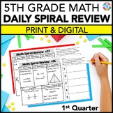5th Grade Daily Math Spiral Review Packet Morning Work, Ho