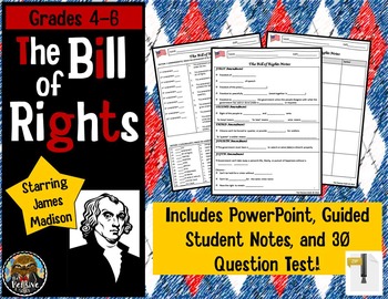 Preview of The Bill of Rights for Kids--5th Grade PowerPoint, Guided Notes, & Test ***ZIP