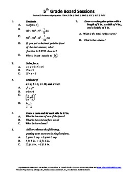 Preview of 5th Grade Board Session 15, Common Core Necessities and Review